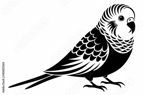 budgerigar silhouette line art vector illustration