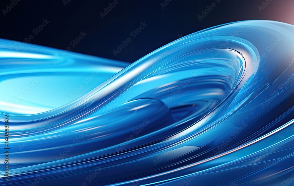 Fluid, abstract swirls of luminous blue. Fluid, abstract swirls of luminous blue.