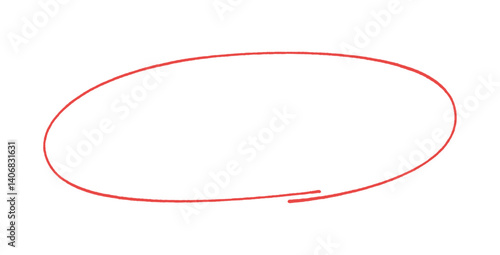 手書きのラフな横長の赤い丸 - シンプルなフレームや採点のイメージ装飾パーツの素材