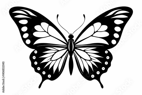 butterfly silhouette line art vector illustration