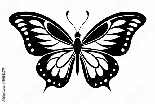 butterfly silhouette line art vector illustration