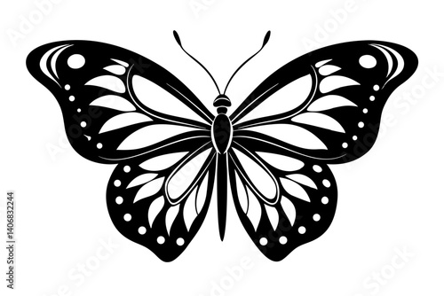 butterfly silhouette line art vector illustration