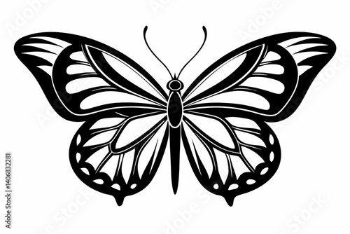 butterfly silhouette line art vector illustration