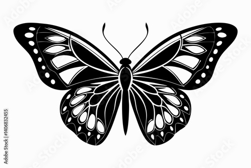 butterfly silhouette line art vector illustration