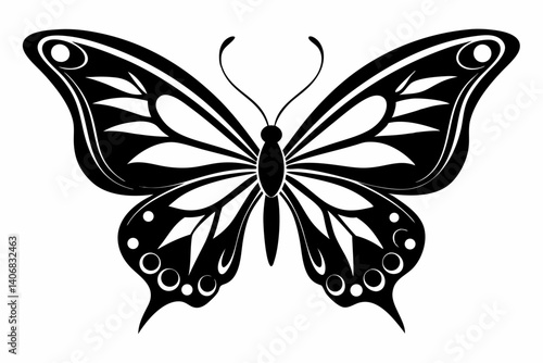 butterfly silhouette line art vector illustration