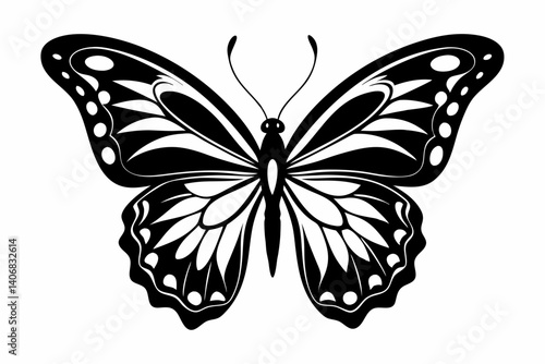 butterfly silhouette line art vector illustration
