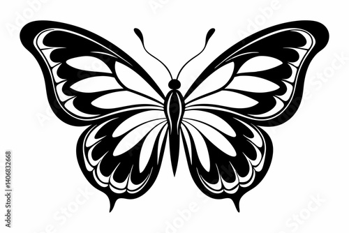 butterfly silhouette line art vector illustration