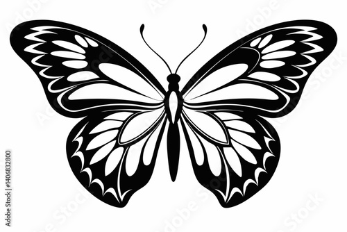 butterfly silhouette line art vector illustration