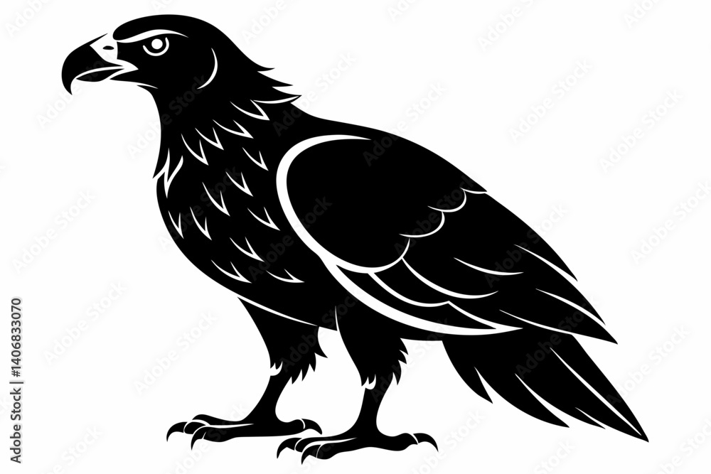 Fototapeta premium buzzard silhouette line art vector illustration
