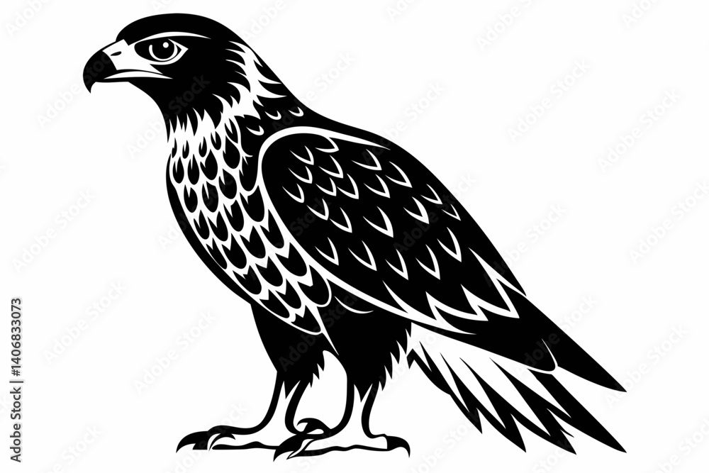 Fototapeta premium buzzard silhouette line art vector illustration