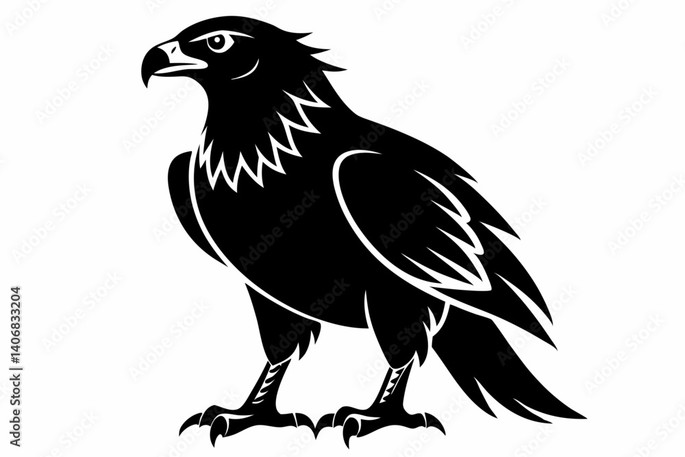 Fototapeta premium buzzard silhouette line art vector illustration