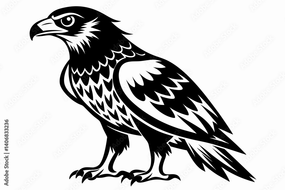 Fototapeta premium buzzard silhouette line art vector illustration