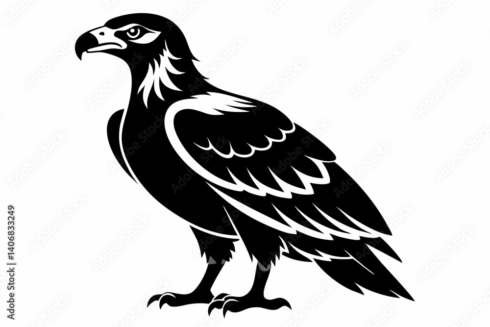 Obraz premium buzzard silhouette line art vector illustration