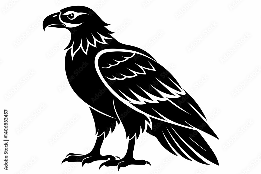 Obraz premium buzzard silhouette line art vector illustration