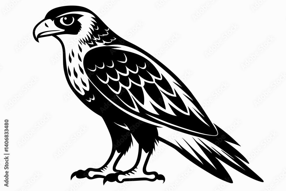 Fototapeta premium buzzard silhouette line art vector illustration