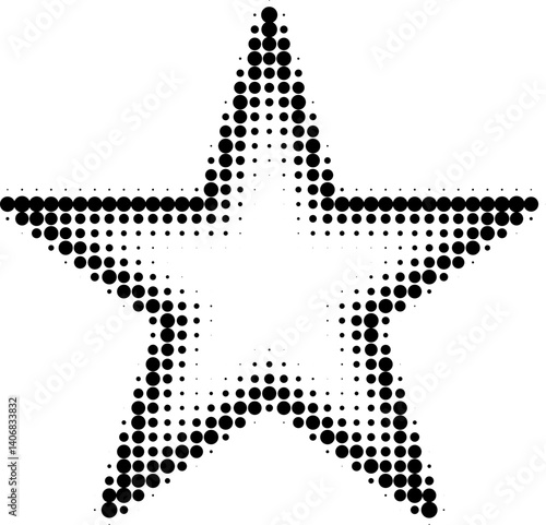 Obraz na płótnie Abstract star shaped frame created with halftone dots, adding a dynamic and creative touch to visual content. Ideal for decorative pop art style retro designs. w salonie