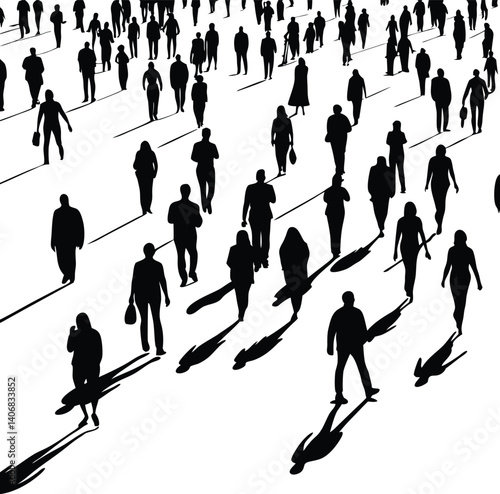 human crowd silhouette vector illustration, People Silhouette Crowd vector art, image, graphics