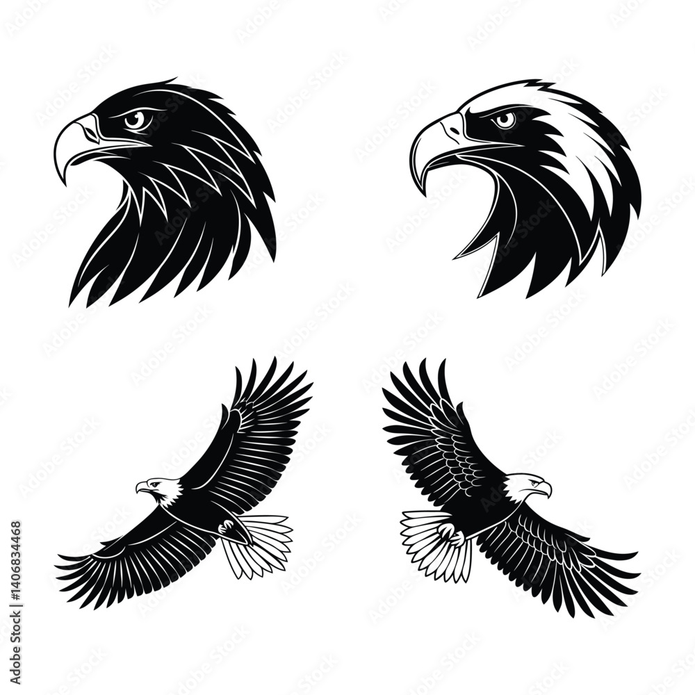 Fototapeta premium Majestic Eagle Vector Set - Perfect for Logos and Designs,