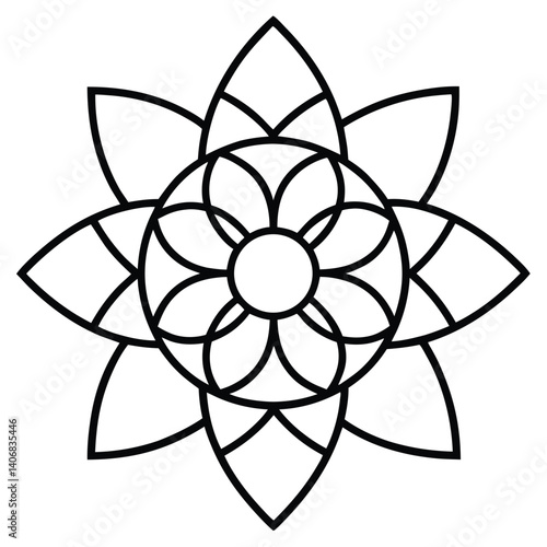 Minimalist Lotus Petal Mandala Icon Vector Illustration, Lotus, Petal, Mandala, Icon, Minimalist
