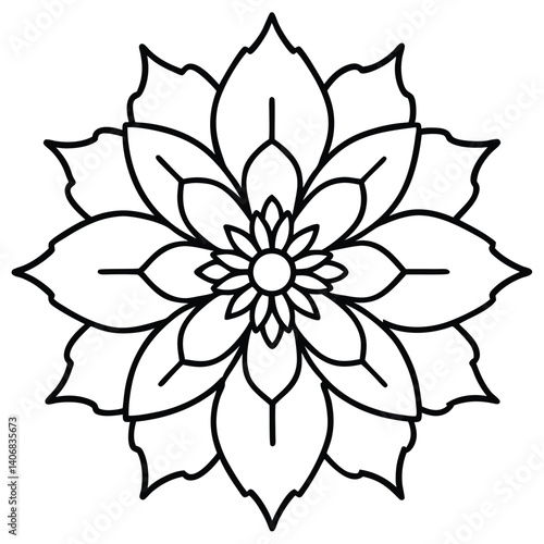 Minimalist Ornamental Hibiscus Mandala Icon Vector Illustration, Hibiscus, Mandala, Ornamental, Icon, Minimalist