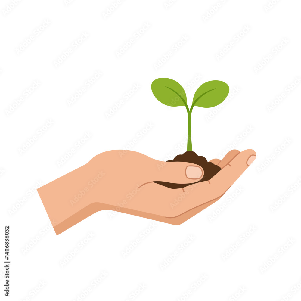 Sprout in hand Growth with Plant, and Care Isolated. Sprout in hand Growth with Plant, and Care Isolated.
