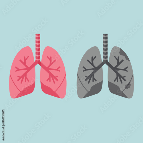 Healthy vs Diseased Lungs Anatomy.