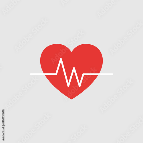 Heartbeat icon with red heart, white pulse, and health.