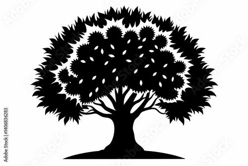 chestnut tree silhouette line art vector illustration