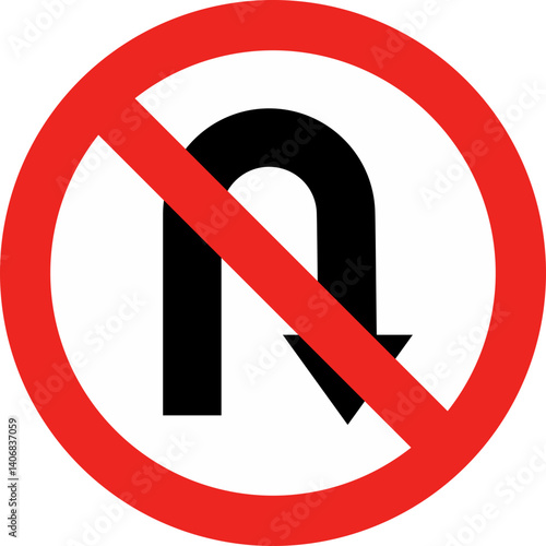 Traffic Signs and Rules 1  Prohibited U-Turn Road Symbol