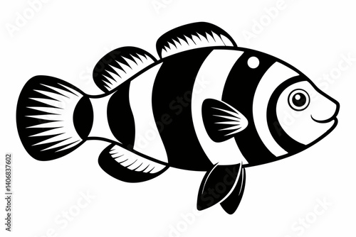 clownfish silhouette line art vector illustration
