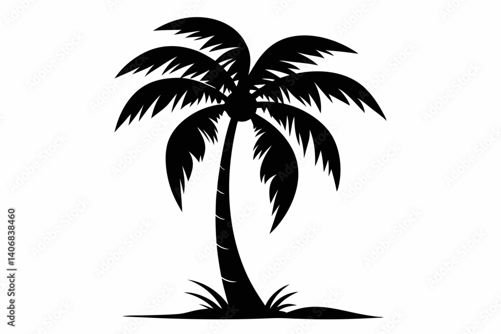Fototapeta premium coconut tree silhouette line art vector illustration
