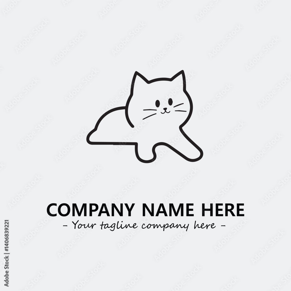 Cat illustration black and white for logo company vector image Cat illustration black and white for logo company vector image