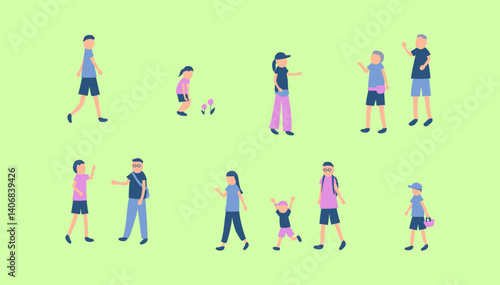 半袖で過ごす人々のイラスト