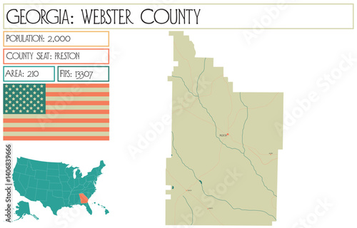 Large and detailed map of Webster County in Georgia USA.