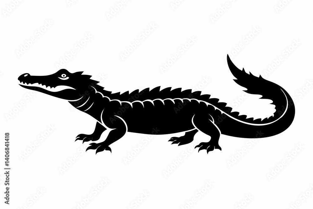 Fototapeta premium crocodile silhouette line art vector illustration