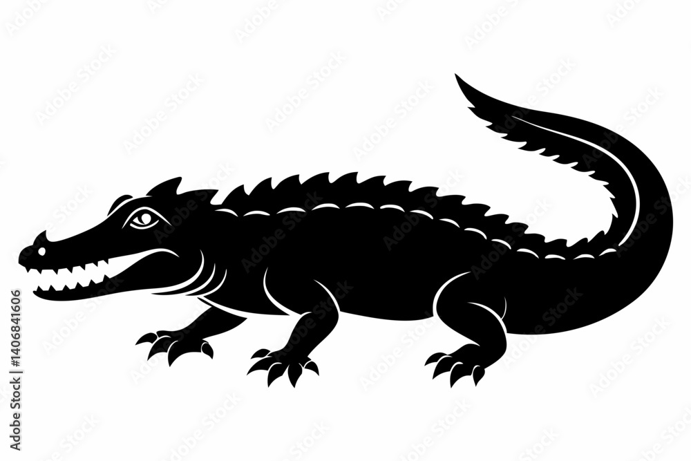 Naklejka premium crocodile silhouette line art vector illustration