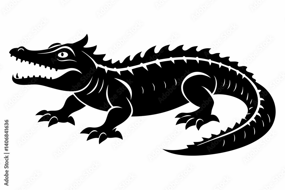 Obraz premium crocodile silhouette line art vector illustration