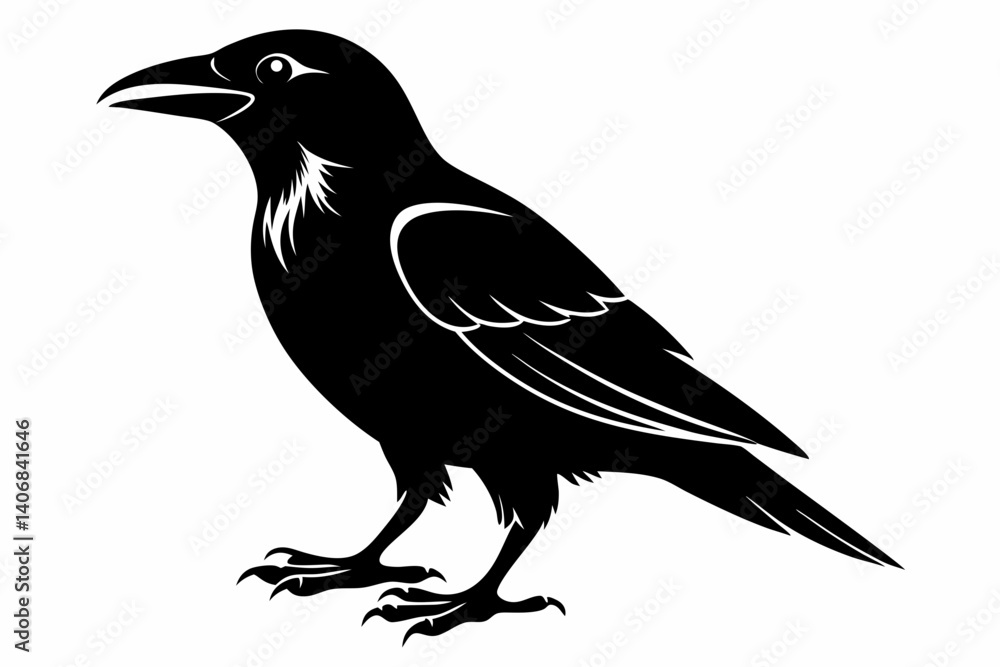 Fototapeta premium crow silhouette line art vector illustration