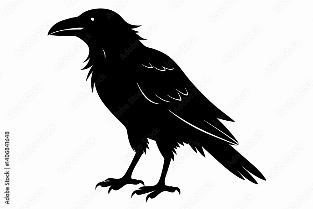 Fototapeta premium crow silhouette line art vector illustration