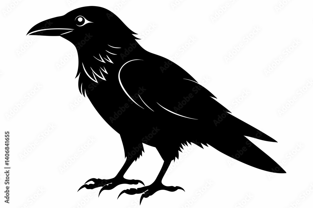 Obraz premium crow silhouette line art vector illustration