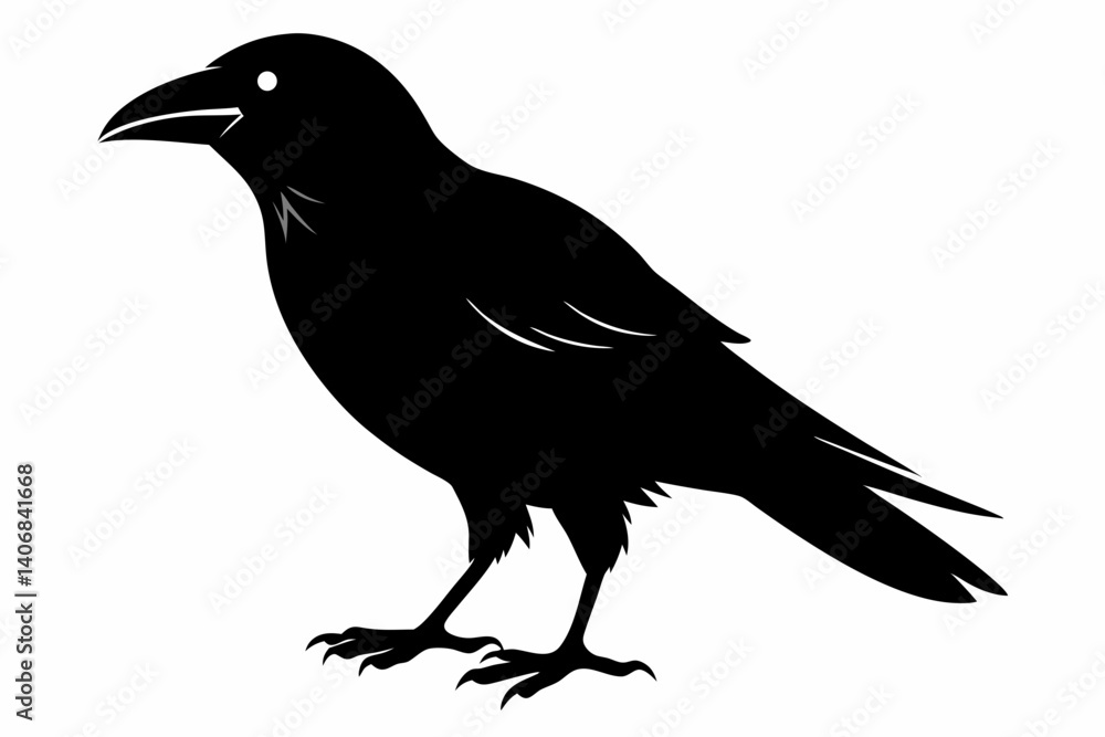 Obraz premium crow silhouette line art vector illustration