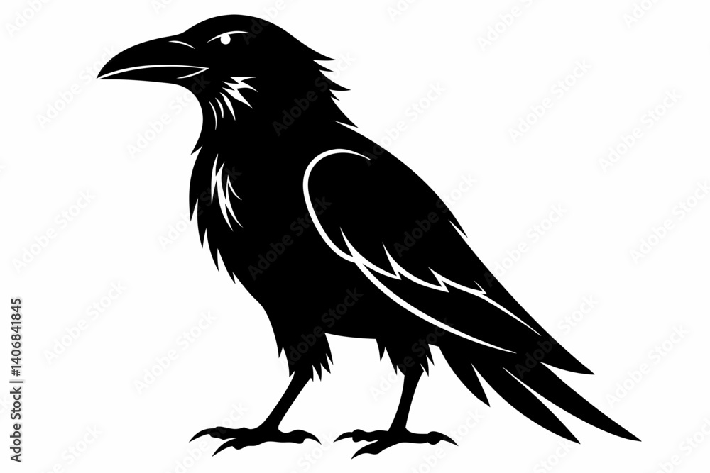 Fototapeta premium crow silhouette line art vector illustration