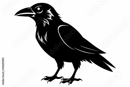 crow silhouette line art vector illustration