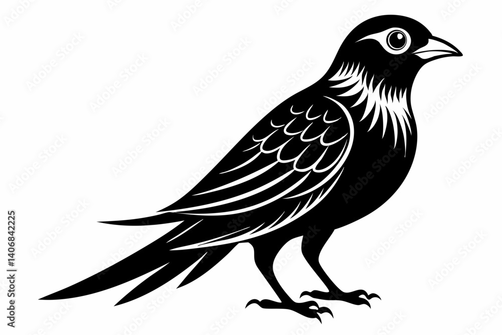 Fototapeta premium cuckoo silhouette line art vector illustration