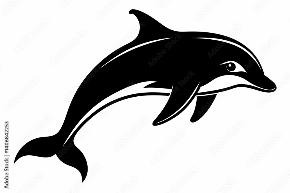 Fototapeta premium dolphin silhouette line art vector illustration