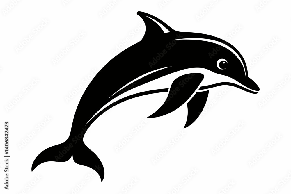 Fototapeta premium dolphin silhouette line art vector illustration