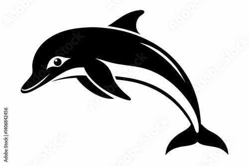 dolphin silhouette line art vector illustration