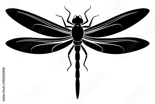dragonfly silhouette line art vector illustration