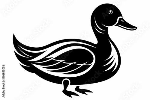 duck silhouette line art vector illustration