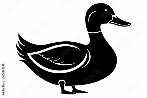 duck silhouette line art vector illustration